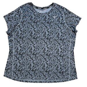 Nike Running Dri-Fit T-Shirt Womens 2X Athletic Top Fitness Workout Black Gray